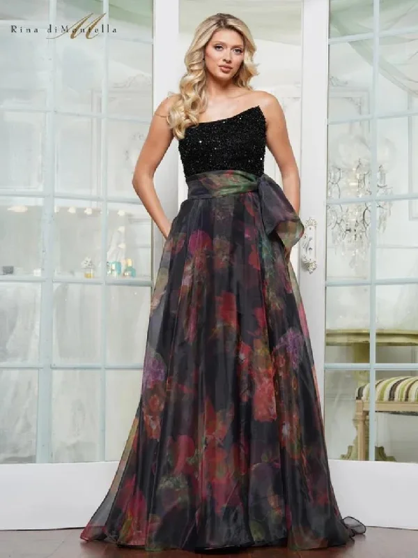 Sleeveless dresses for womenRina di Montella RD3213 Long Printed Formal A Line Dress