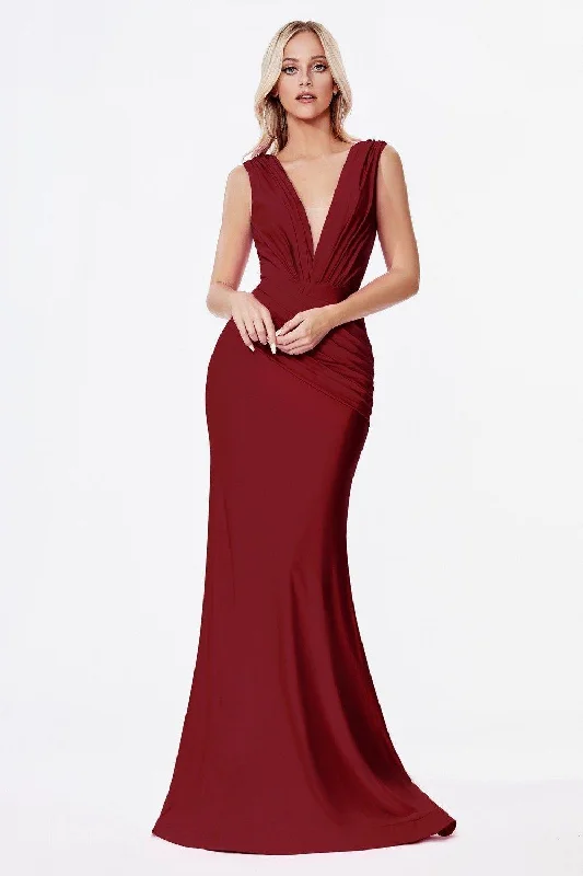 Velvet dresses for winterCinderella Divine CD912 Formal Long Prom Dress Burgundy