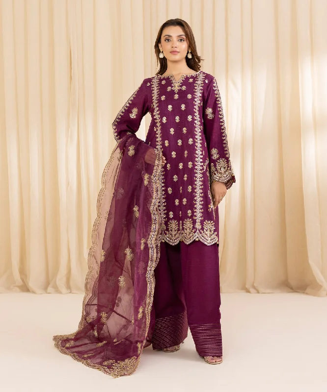 women's suit sets with silk linings3 Piece - Embroidered Silk Suit