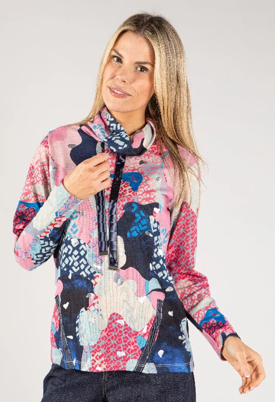 Patterned women's sweaterMixed Print Lux Touch Knit Pullover