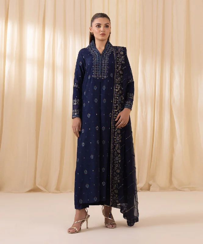 casual women's wear sets3 Piece - Embroidered Silk Suit