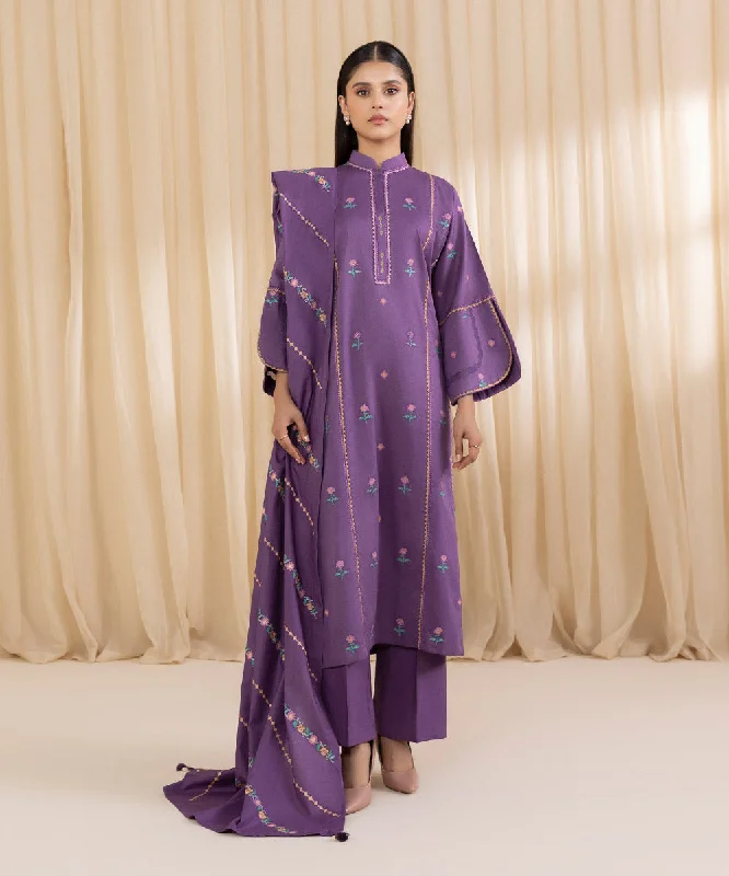 women's suit sets with button-down fronts3 Piece - Embroidered Twill Suit