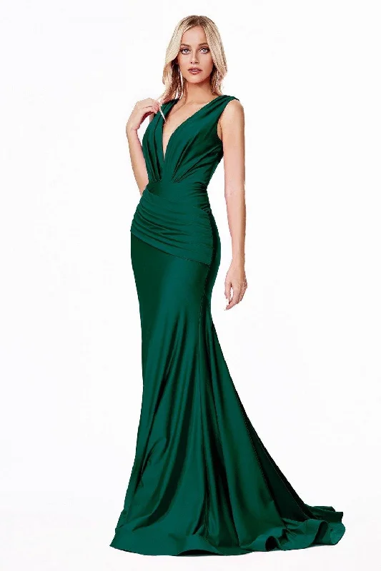 Leather dresses for womenCinderella Divine CD912 Formal Long Prom Dress Emerald