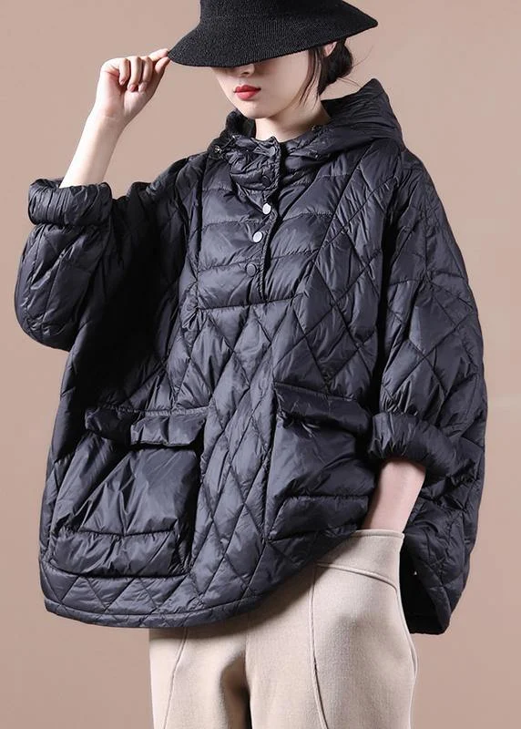 women's coats designed for layering2024 Loose Fitting Winter Puffer Jacket Hooded Black Down Coat