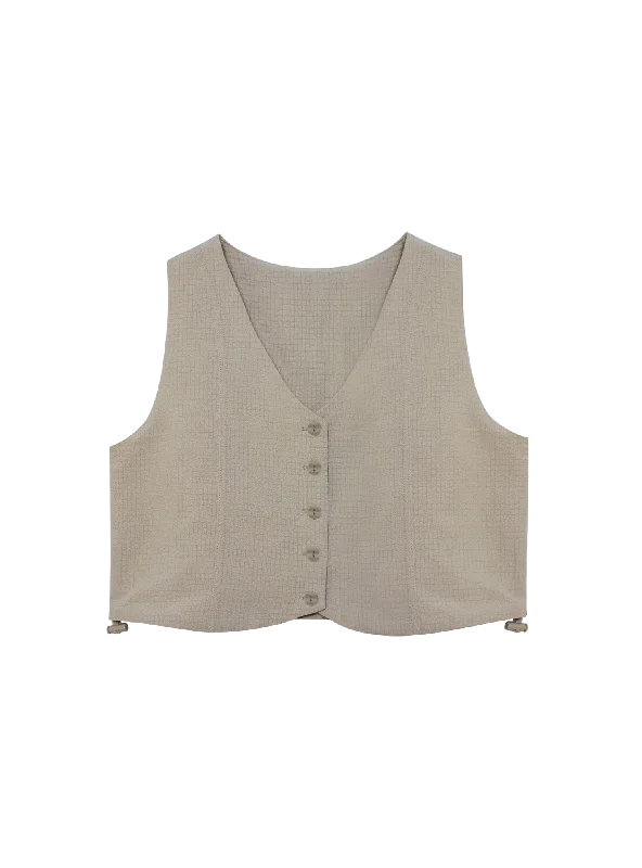 Lightweight women's topsMulti-Way Vest Top (Seersucker Taupe)