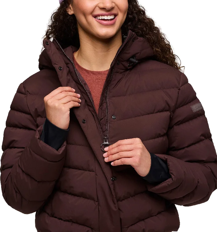 women's peacoats with a velvet body and leather sleevesAlivio Down Jacket - Women's|-|Manteau Duvet Alivio - Femme