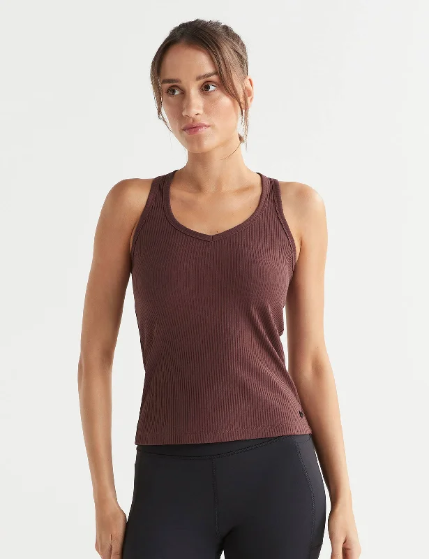 Mustard yellow women's topsLeera Ribbed Tank - Burgundy