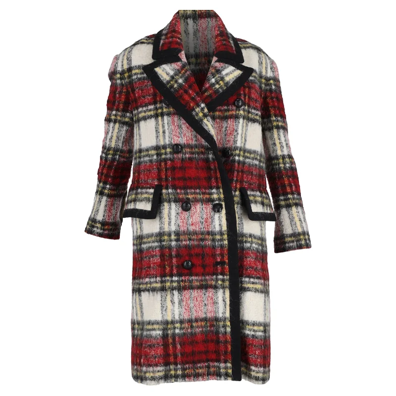 women's bomber jackets with contrast zippersBurberry Tartan Plaid Double-Breasted Coat in Multicolor Wool