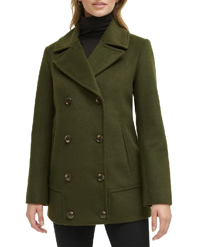 water-resistant women's rain jacketsKenneth Cole Wool-Blend Coat