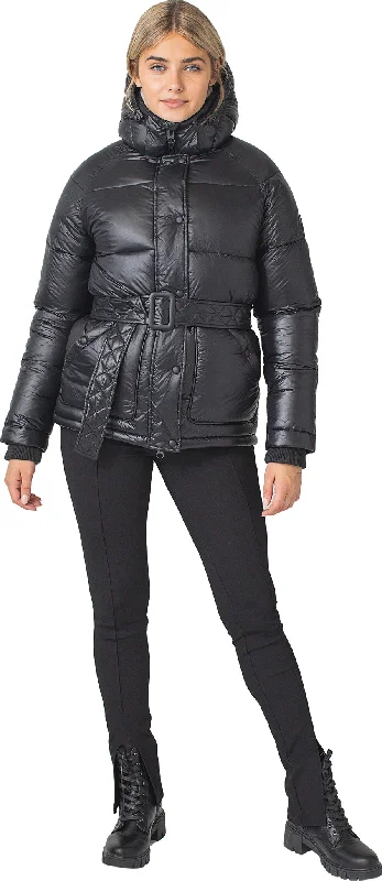 women's denim jackets with patchesMia Belted Puffer Jacket - Women's|-|Manteau ceinturé Mia - Femme