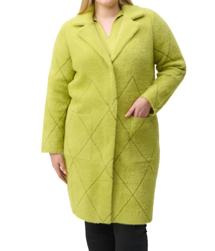 women's coats with detachable linings for versatile wearNotched Collar Coat In Wasabi