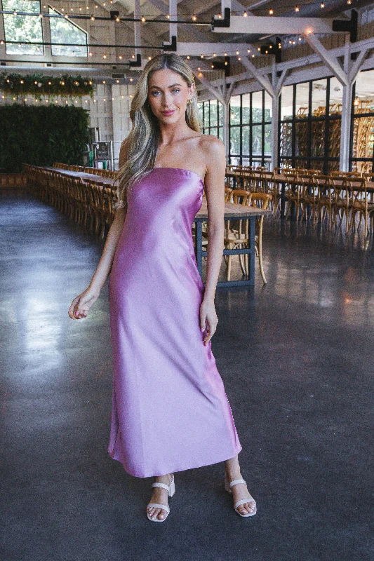 Spring dresses for blossoming stylesJessamine Satin Strapless Dress, Mauve Shadows | Steve Madden