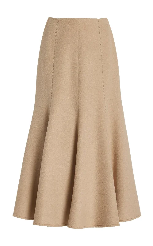 Professional women's trousersAmy Midi Skirt in Camel Winter Silk