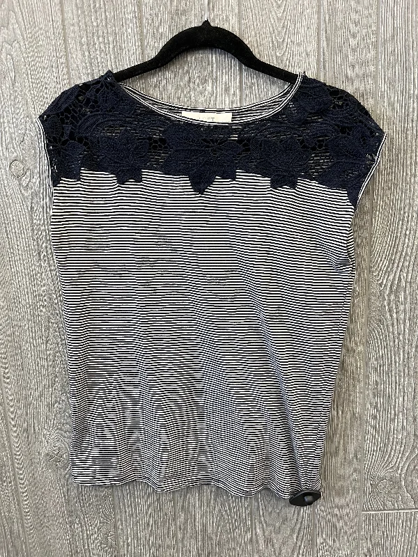 Lace women's topsBlue Top Short Sleeve Loft, Size Petite   S