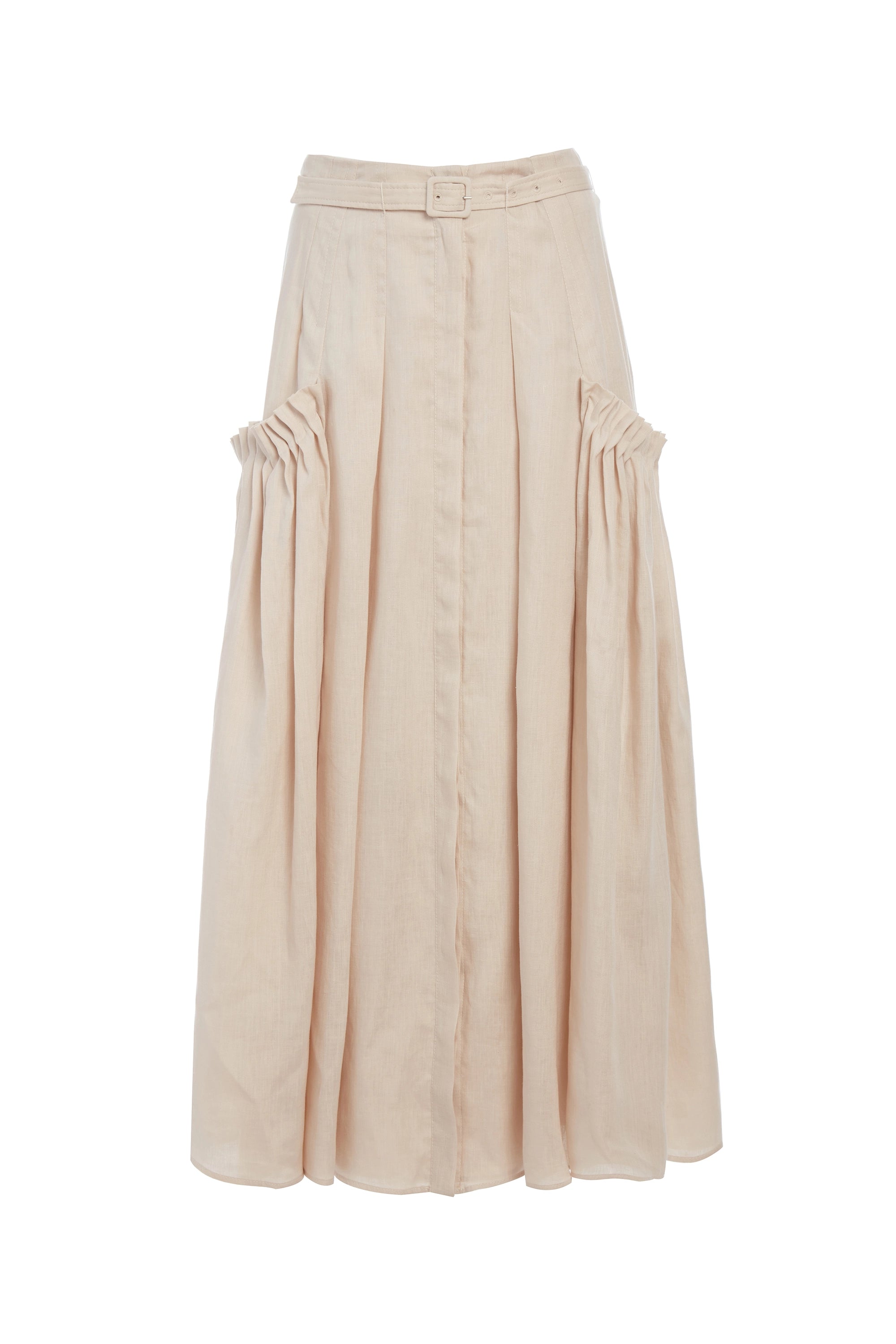 Sheath dresses for womenCyrielle Pleated Midi Skirt in Oatmeal Aloe Linen