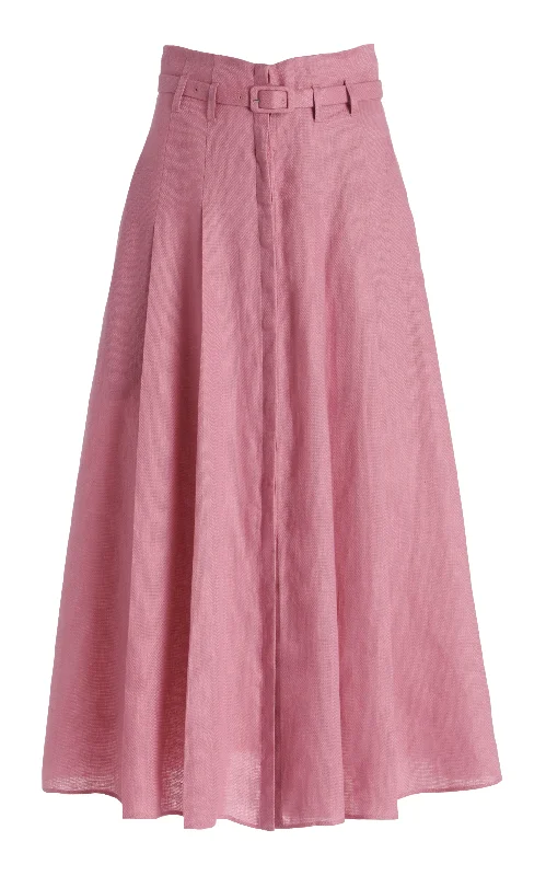 Bohemian-style women's shortsDugald Pleated Midi Skirt in Rose Quartz Linen