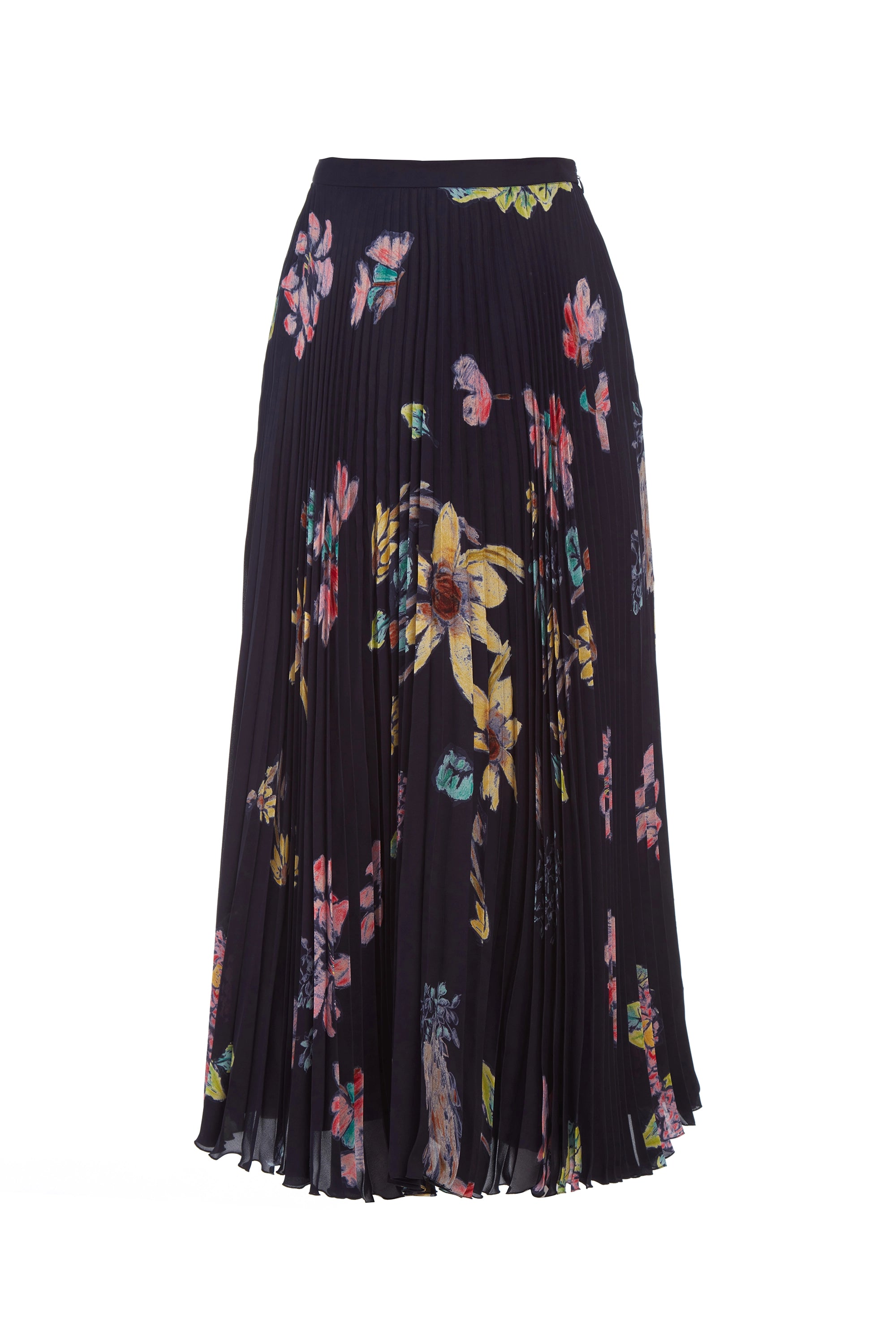 Day dresses for womenEames Midi Skirt in Dark Navy Multi Printed Silk Georgette