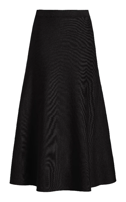 Maxi women's dressesFreddie Knit Midi Skirt in Black Merino Wool Cashmere