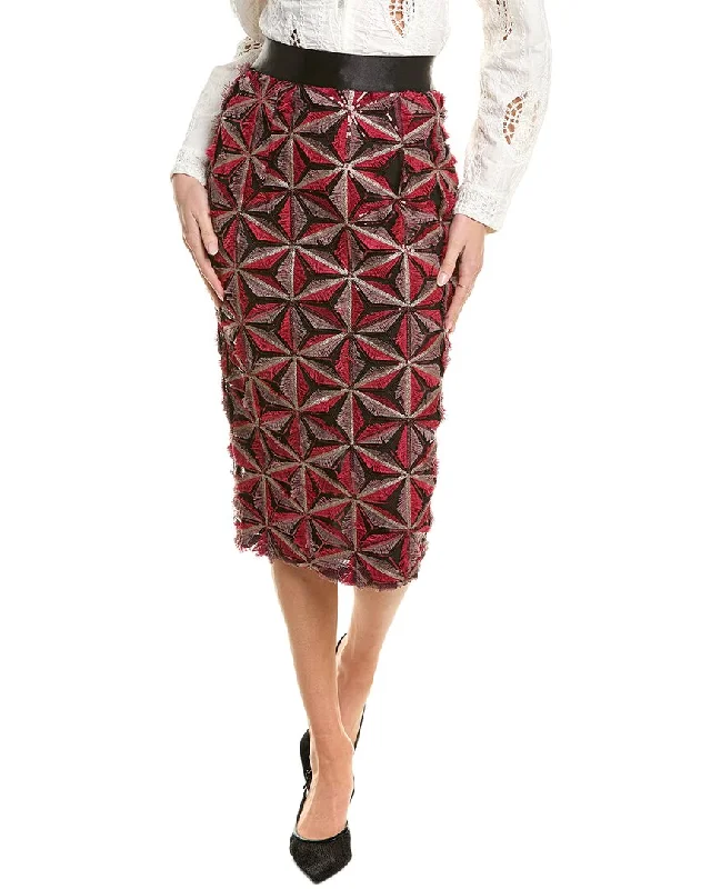 Workwear women's trousersGracia Sequin Beaded Pinwheel Midi Skirt