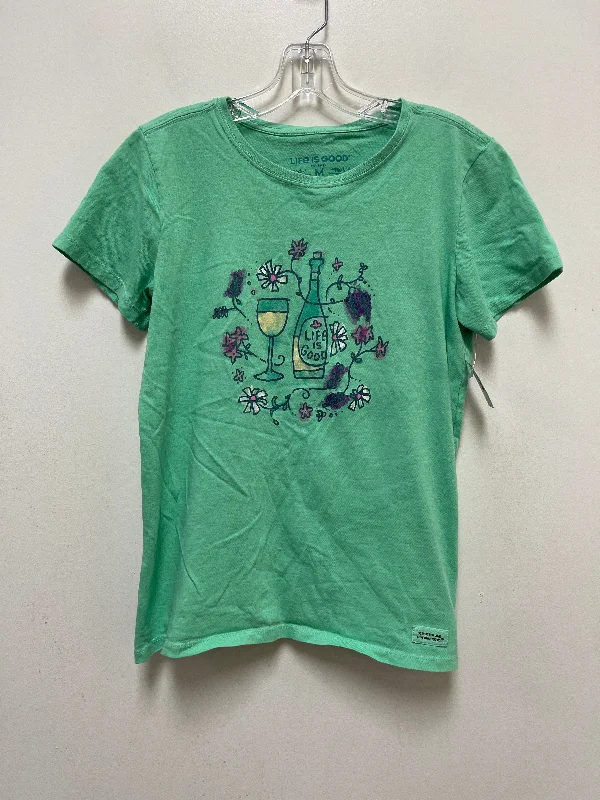 Olive green women's topsGreen Top Short Sleeve Life Is Good, Size M