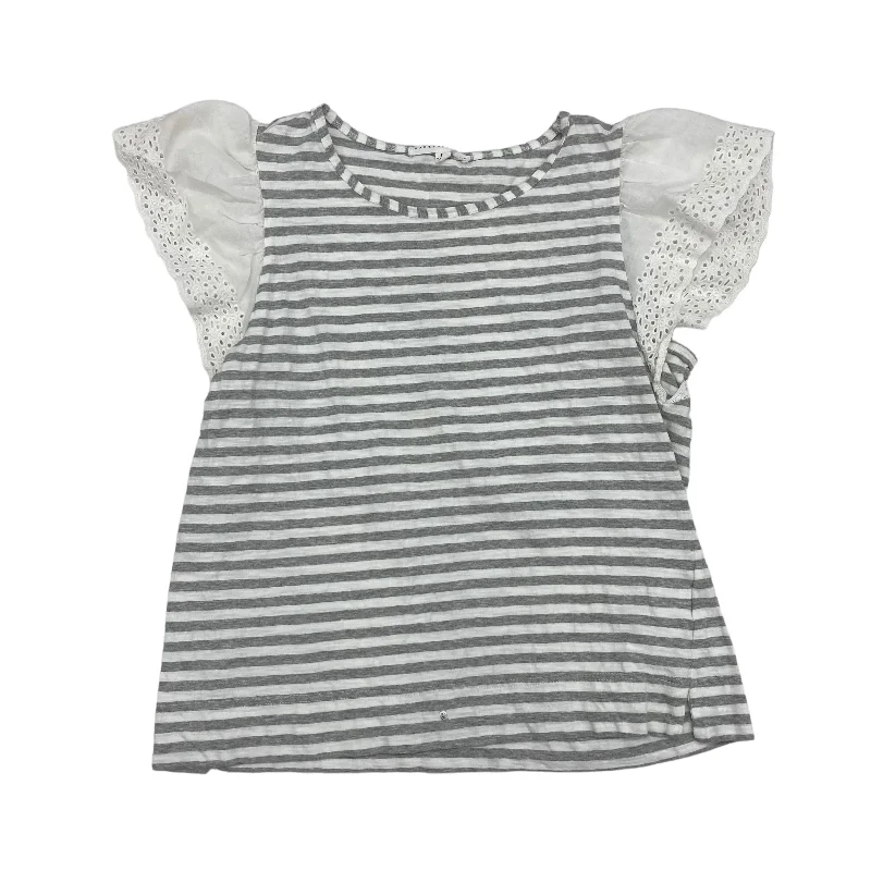 Striped women's topsGrey & White Top Short Sleeve Jane And Delancey, Size L