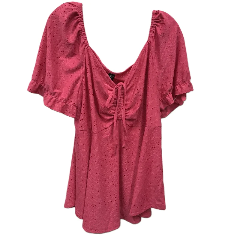 Handmade women's topsPink Top Short Sleeve By Shein, Size: 4x