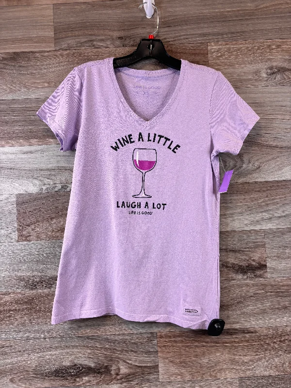 Cropped women's topsPurple Top Short Sleeve Basic Life Is Good, Size Xs