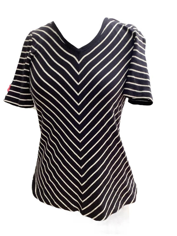 Metallic women's topsStriped Pattern Top Short Sleeve Talbots, Size Petite