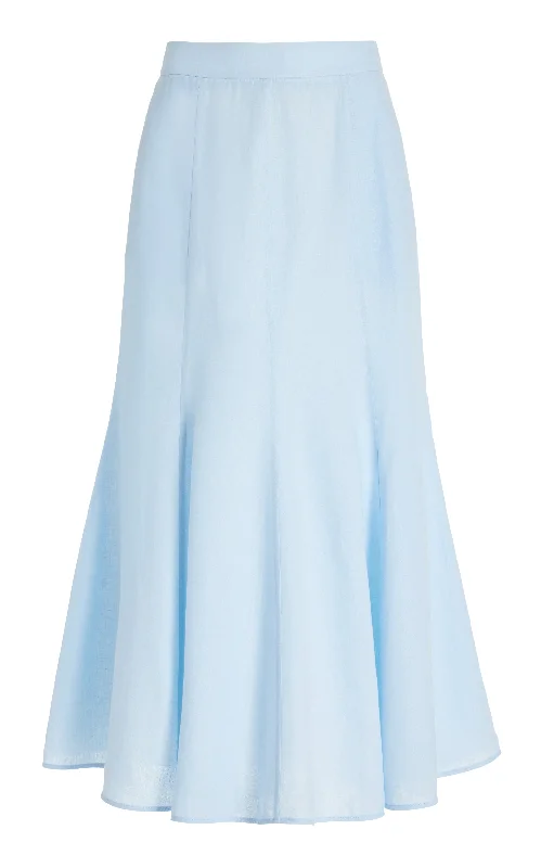 Workwear women's trousersTate Midi Skirt in Light Blue Aloe Linen