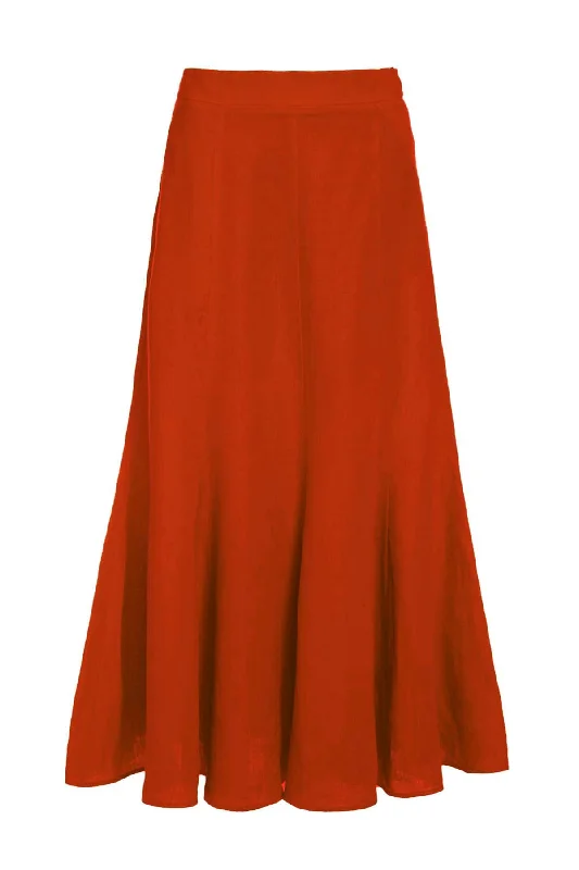 Velvet women's skirtsTate Midi Skirt in Red Clay Aloe Linen