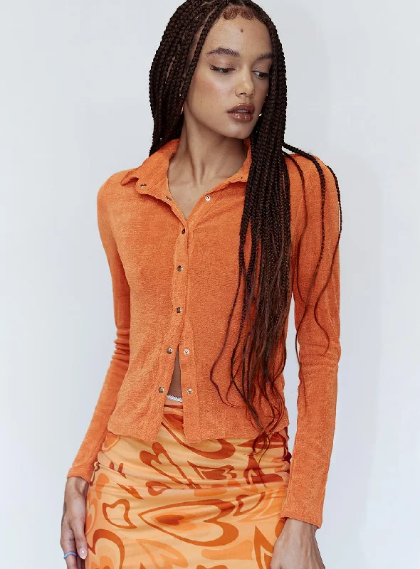 Asymmetric women's topsElody Long Sleeve Top Orange