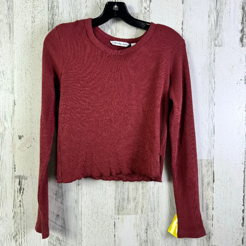 Bohemian women's topsTop Long Sleeve Basic By Calvin Klein In Red, Size: M