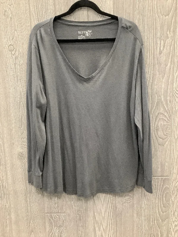 Travel women's topsTop Long Sleeve Basic By Terra & Sky In Grey, Size: 2x