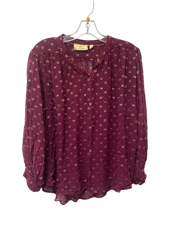 Turtleneck women's topsTop Long Sleeve By Anthropologie In Purple, Size: Xl