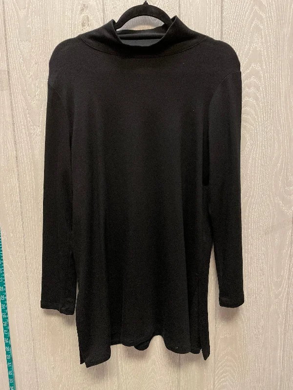 Leather-look women's topsTop Long Sleeve By Eileen Fisher In Black, Size: L