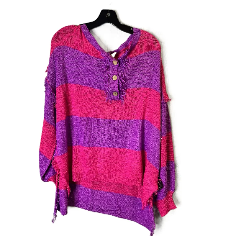 Cropped women's topsTop Long Sleeve By Fantastic Fawn In Pink & Purple, Size: S