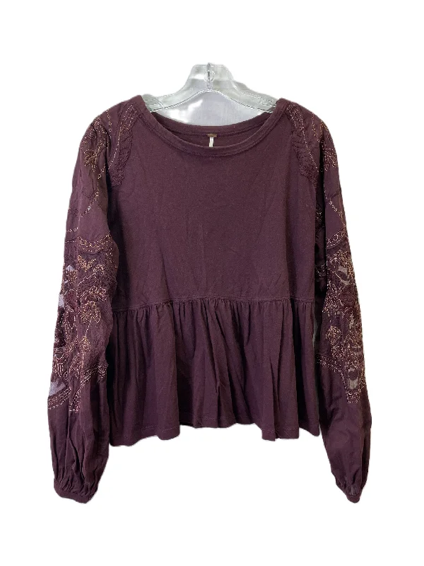 Stretchy women's topsTop Long Sleeve By Free People In Maroon, Size: S