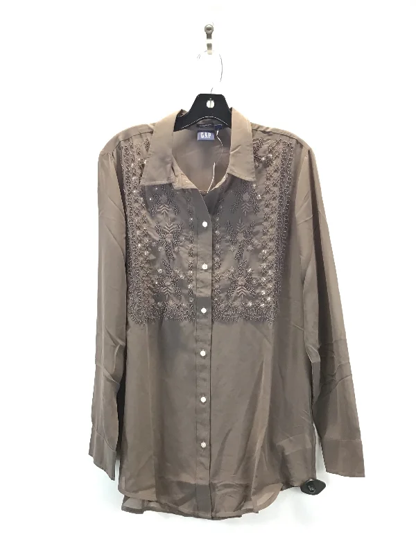 Boutique women's topsTop Long Sleeve By Gap In Taupe, Size: M