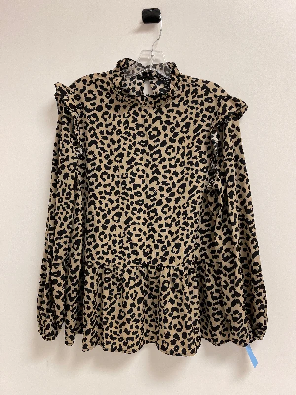 Cardigan-style women's topsTop Long Sleeve By Shein In Animal Print, Size: L