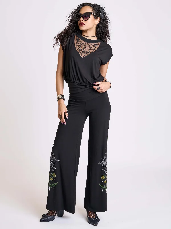 Leather women's pantsNight Raven Palazzo Pants