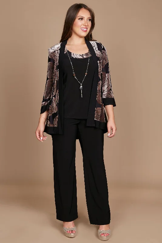 Bohemian-style women's shortsR&M Richards 9017 Formal Black Pant Suit